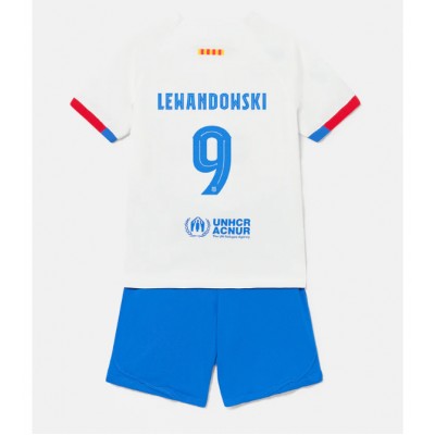 Barcelona Robert Lewandowski #9 Gostujuci Dres za djecu 2023-24 Kratak Rukav (+ Kratke hlače)